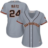 San Francisco Giants #24 Willie Mays Grey Road Women's Stitched MLB Jersey