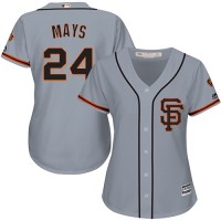 San Francisco Giants #24 Willie Mays Grey Road 2 Women's Stitched MLB Jersey