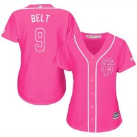 San Francisco Giants #9 Brandon Belt Pink Fashion Women's Stitched MLB Jersey
