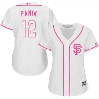 San Francisco Giants #12 Joe Panik White/Pink Fashion Women's Stitched MLB Jersey