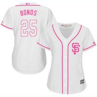 San Francisco Giants #25 Barry Bonds White/Pink Fashion Women's Stitched MLB Jersey
