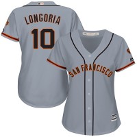 San Francisco Giants #10 Evan Longoria Grey Road Women's Stitched MLB Jersey
