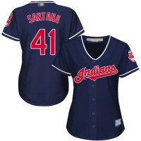 Cleveland Guardians #41 Carlos Santana Navy Blue Alternate Women's Stitched MLB Jersey