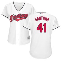 Cleveland Guardians #41 Carlos Santana White Home Women's Stitched MLB Jersey