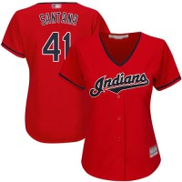 Cleveland Guardians #41 Carlos Santana Red Alternate Women's Stitched MLB Jersey