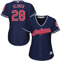 Cleveland Guardians #28 Corey Kluber Navy Blue Women's Alternate Stitched MLB Jersey