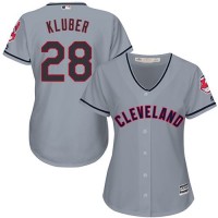 Cleveland Guardians #28 Corey Kluber Grey Women's Road Stitched MLB Jersey