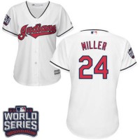 Cleveland Guardians #24 Andrew Miller White 2016 World Series Bound Women's Home Stitched MLB Jersey