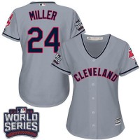 Cleveland Guardians #24 Andrew Miller Grey 2016 World Series Bound Women's Road Stitched MLB Jersey