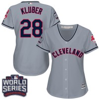 Cleveland Guardians #28 Corey Kluber Grey 2016 World Series Bound Women's Road Stitched MLB Jersey