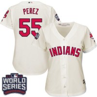 Cleveland Guardians #55 Roberto Perez Cream 2016 World Series Bound Women's Alternate Stitched MLB Jersey