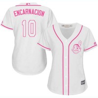 Cleveland Guardians #10 Edwin Encarnacion White/Pink Fashion Women's Stitched MLB Jersey