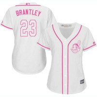 Cleveland Guardians #23 Michael Brantley White/Pink Fashion Women's Stitched MLB Jersey