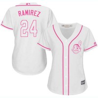 Cleveland Guardians #24 Manny Ramirez White/Pink Fashion Women's Stitched MLB Jersey