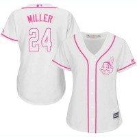 Cleveland Guardians #24 Andrew Miller White/Pink Fashion Women's Stitched MLB Jersey