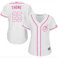 Cleveland Guardians #25 Jim Thome White/Pink Fashion Women's Stitched MLB Jersey