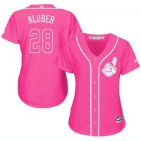 Cleveland Guardians #28 Corey Kluber Pink Fashion Women's Stitched MLB Jersey