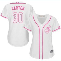 Cleveland Guardians #30 Joe Carter White/Pink Fashion Women's Stitched MLB Jersey