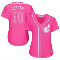 Cleveland Guardians #30 Joe Carter Pink Fashion Women's Stitched MLB Jersey