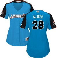 Cleveland Guardians #28 Corey Kluber Blue 2017 All-Star American League Women's Stitched MLB Jersey