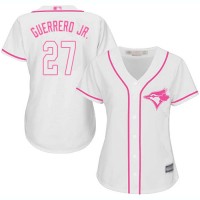 Toronto Blue Jays #27 Vladimir Guerrero Jr. White/Pink Fashion Women's Stitched MLB Jersey