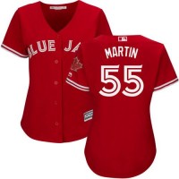 Toronto Blue Jays #55 Russell Martin Red Canada Day Women's Stitched MLB Jersey