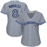 Toronto Blue Jays #8 Kendrys Morales Grey Road Women's Stitched MLB Jersey