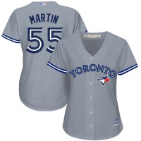 Toronto Blue Jays #55 Russell Martin Grey Road Women's Stitched MLB Jersey