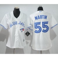 Toronto Blue Jays #55 Russell Martin White Women's Home Stitched MLB Jersey