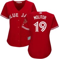 Toronto Blue Jays #19 Paul Molitor Red Canada Day Women's Stitched MLB Jersey