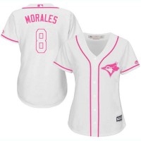 Toronto Blue Jays #8 Kendrys Morales White/Pink Fashion Women's Stitched MLB Jersey