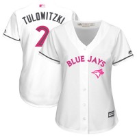 Toronto Blue Jays #2 Troy Tulowitzki White Mother's Day Cool Base Women's Stitched MLB Jersey