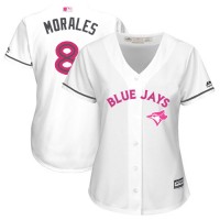 Toronto Blue Jays #8 Kendrys Morales White Mother's Day Cool Base Women's Stitched MLB Jersey