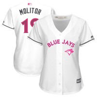 Toronto Blue Jays #19 Paul Molitor White Mother's Day Cool Base Women's Stitched MLB Jersey