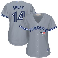 Toronto Blue Jays #14 Justin Smoak Grey Road Women's Stitched MLB Jersey