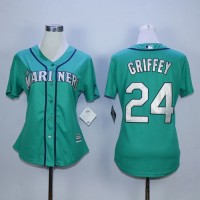 Seattle Mariners #24 Ken Griffey Green Alternate Women's Stitched MLB Jersey