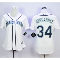 Seattle Mariners #34 Felix Hernandez White Home Women's Stitched MLB Jersey
