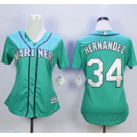 Seattle Mariners #34 Felix Hernandez Green Alternate Women's Stitched MLB Jersey