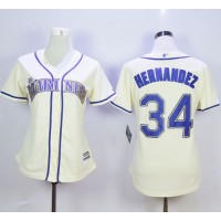 Seattle Mariners #34 Felix Hernandez Cream Alternate Women's Stitched MLB Jersey