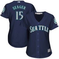Seattle Mariners #15 Kyle Seager Navy Blue Alternate Women's Stitched MLB Jersey