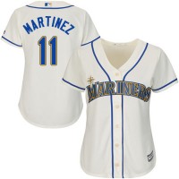 Seattle Mariners #11 Edgar Martinez Cream Alternate Women's Stitched MLB Jersey