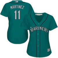 Seattle Mariners #11 Edgar Martinez Green Alternate Women's Stitched MLB Jersey