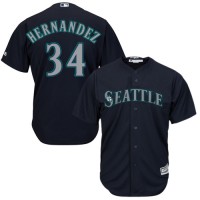Seattle Mariners #34 Felix Hernandez Navy Blue Alternate Women's Stitched MLB Jersey