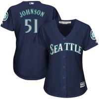 Seattle Mariners #51 Randy Johnson Navy Blue Alternate Women's Stitched MLB Jersey