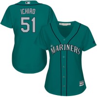 Seattle Mariners #51 Ichiro Suzuki Green Alternate Women's Stitched MLB Jersey