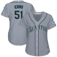 Seattle Mariners #51 Ichiro Suzuki Grey Road Women's Stitched MLB Jersey
