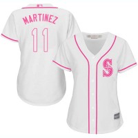 Seattle Mariners #11 Edgar Martinez White/Pink Fashion Women's Stitched MLB Jersey