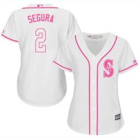 Seattle Mariners #2 Jean Segura White/Pink Fashion Women's Stitched MLB Jersey