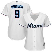 Miami Marlins #9 Lewis Brinson White Home Women's Stitched MLB Jersey