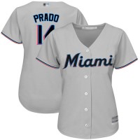Miami Marlins #14 Martin Prado Grey Road Women's Stitched MLB Jersey